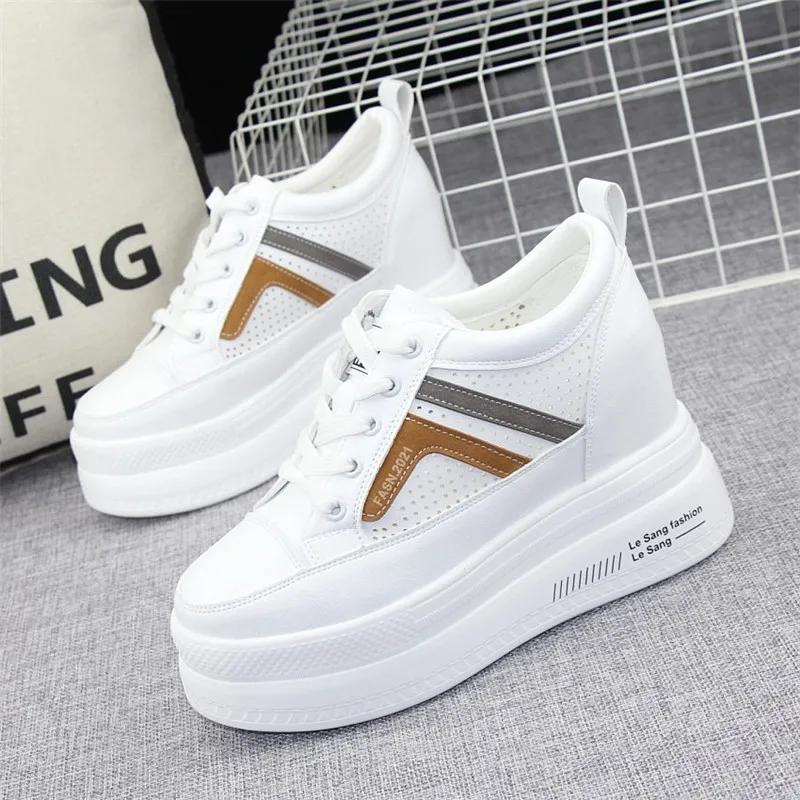 Fashion 2025 New Women 10cm Platform Wedge Fashion Sneakers Lace Up Shoes Vulcanize Chunky Sneaker Ladies Fashion Platform Shoes
