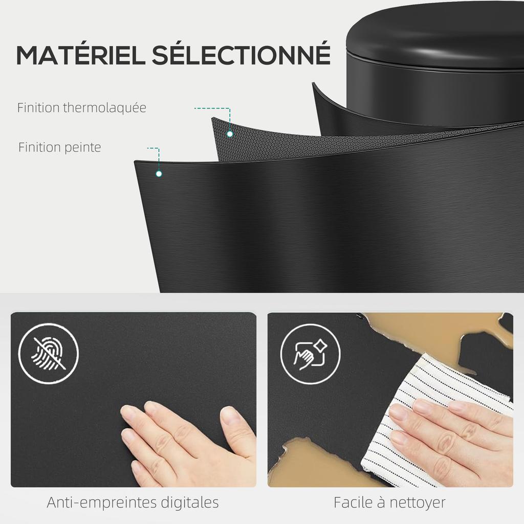 Pedal Kitchen Bin, 20 L, Metal, Soft-Close Lid, Removable Bucket, Black
