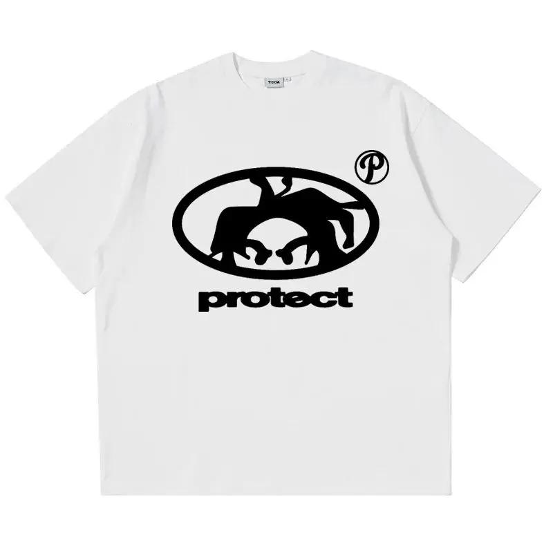 Men's T-shirt Oversized Top Summer Harajuku Pattern Short Sleeved T-shirt Retro Korean Fashion Y2k Streetwear