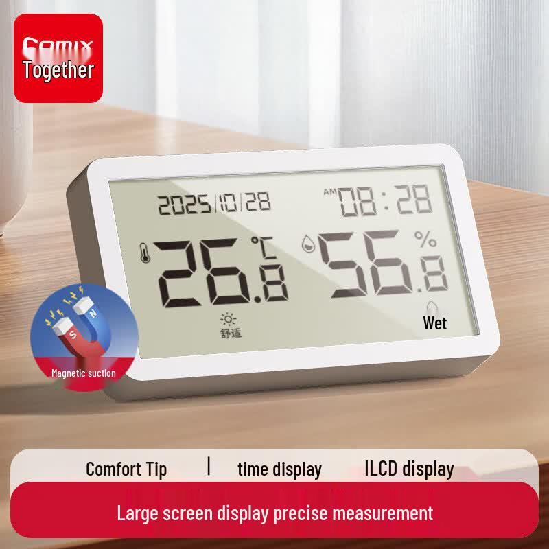 COMIX Digital Thermometer Hygrometer with Time Display
