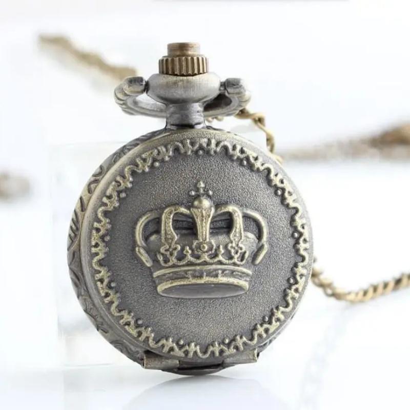Bronze Crown With Small Delicate Small Transparent Clamshell Pocket Watch Necklace Women s Pocket Watch Gift Pocket Cheap бронзовый