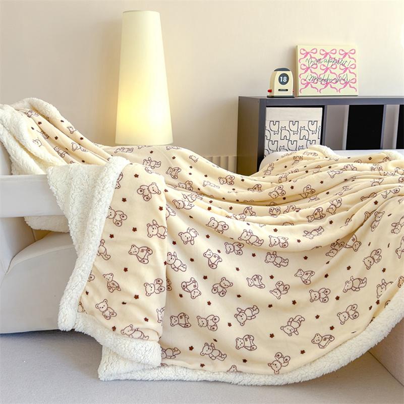 Thicken Warm Cartoon Blanket Comfortable and Skin-friendly Throw Blankets Velvet Bed Cover Cute Bedspreads for Bed Sofa Couch