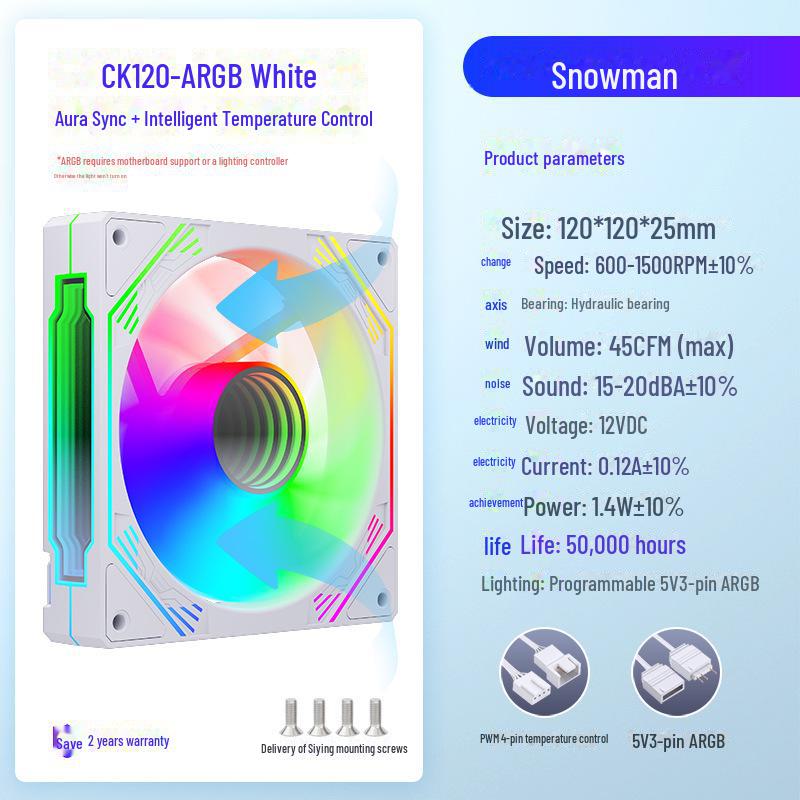 Schneemann H9-ARGB Controller: 5V 3-Pin LED Sync Gehäuselüfter mit 4-Pin PWM Temperaturregelungs-Hub