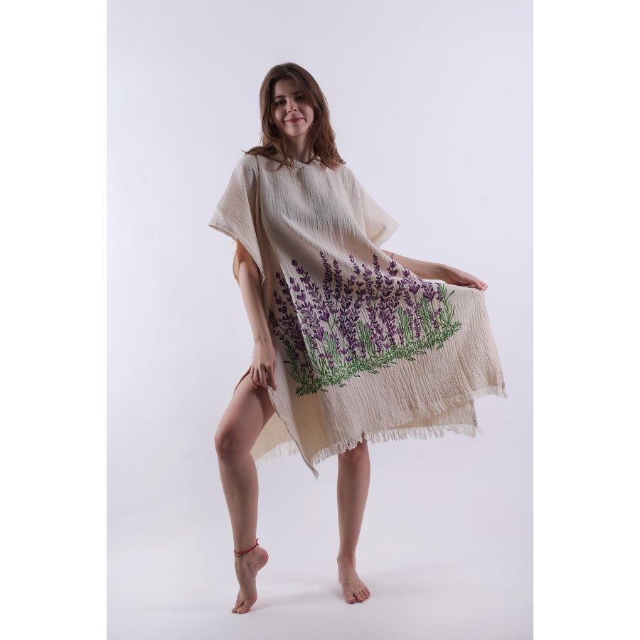Women Hooded Wrap Cotton Muslin Fabric Beach Wear Or Casual Wear/Cover-Ups Multipurpose Poncho