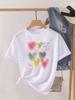 (Asian Size) Printed Female Top Lady O-neck Love Heart Trend T Shirt Clothing Casual Fashion Women Graphic Tee Short Sleeve T-shirts