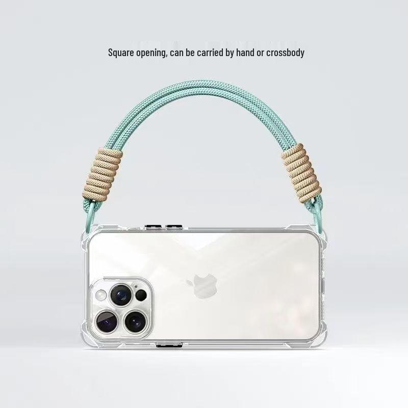 Transparente quadratische Lanyard-Hülle für Apple iPhone 11/13/14/15/16/XR/XS - Vollständige Abdeckung