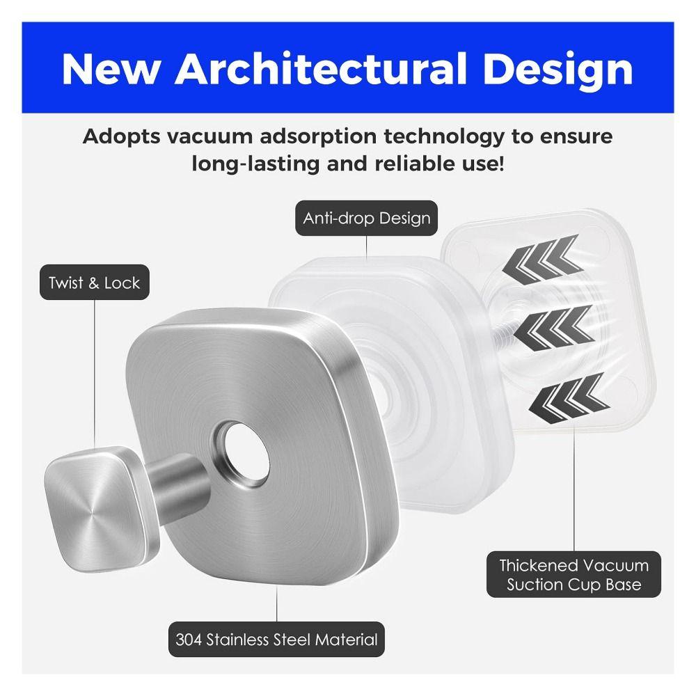 Stainless Steel Suction Cup Hooks Waterproof Shower Wall Hanger Strong Suction Cup Holder  Mirrors