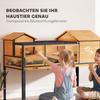 Wooden Tortoise House with Stand Legs, Clear Observation Windows, Ramps, Openable Top, Built-in Tray, Yellow