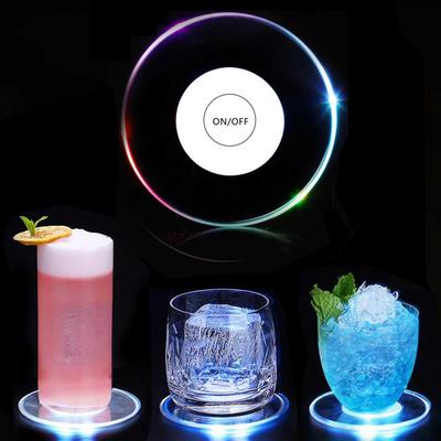Cristal Acrylique Ultra-fin Créativité LED Lumineux Sous-verre Bar Cocktail Base Flash Fête Sous-verre
