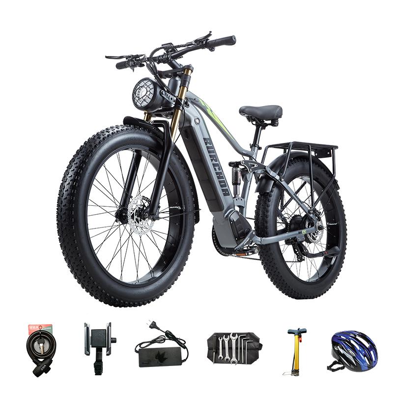 BURCHDA Bicicletta Elettrica RX80 1500W 48V 20Ah Full Suspension Gomme Grasse Fuoristrada Mountain Ebike 100KM