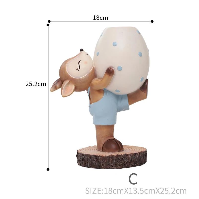 Fairy Deer Garden Pot for Dried Flowers, Decorative Planter Flower Pots, Animal Statue Figurine Home Desktop Decoration