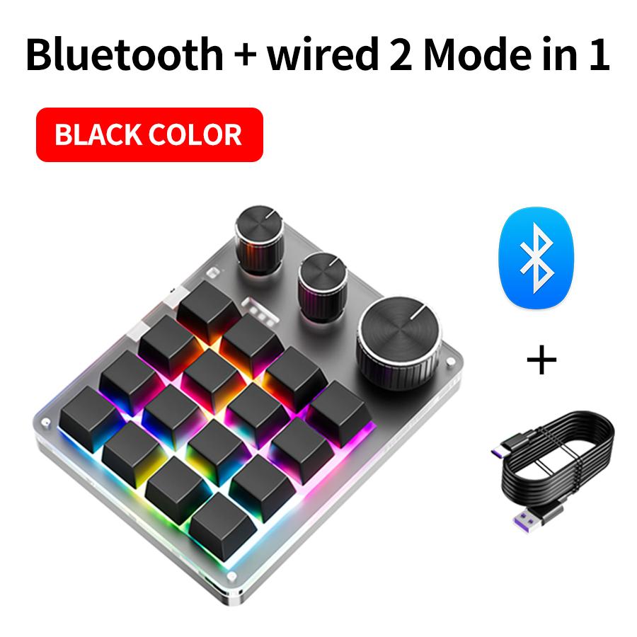 2.4G Customize Bluetooth 3 Modes USB Custom Mechanical Keyboard with Knob Volume Button Knob Programming Macro Gaming 16 Key Key