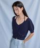 Citybreeze Puff Sleeve Short Sleeve Knit Cardigan Set_Navy