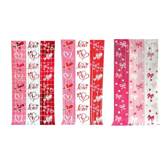 Valentine's Day Foil Fringe Curtain Red White Pink Shiny Tinsel Backdrop Streamer for Wedding Valentine's Day Birthday Parties Photo Booth