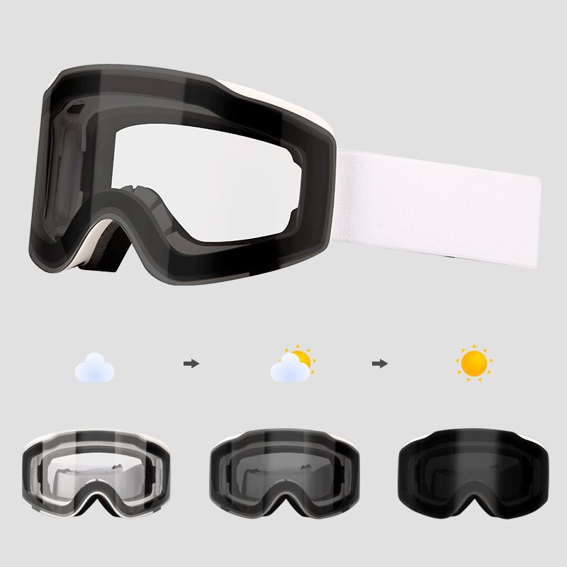Magnetic Color-changing Ski Goggles, Anti-fog, Double-layer Snow Ski Equipment, Compatible with Prescription Glasses, Unisex Ski Goggles