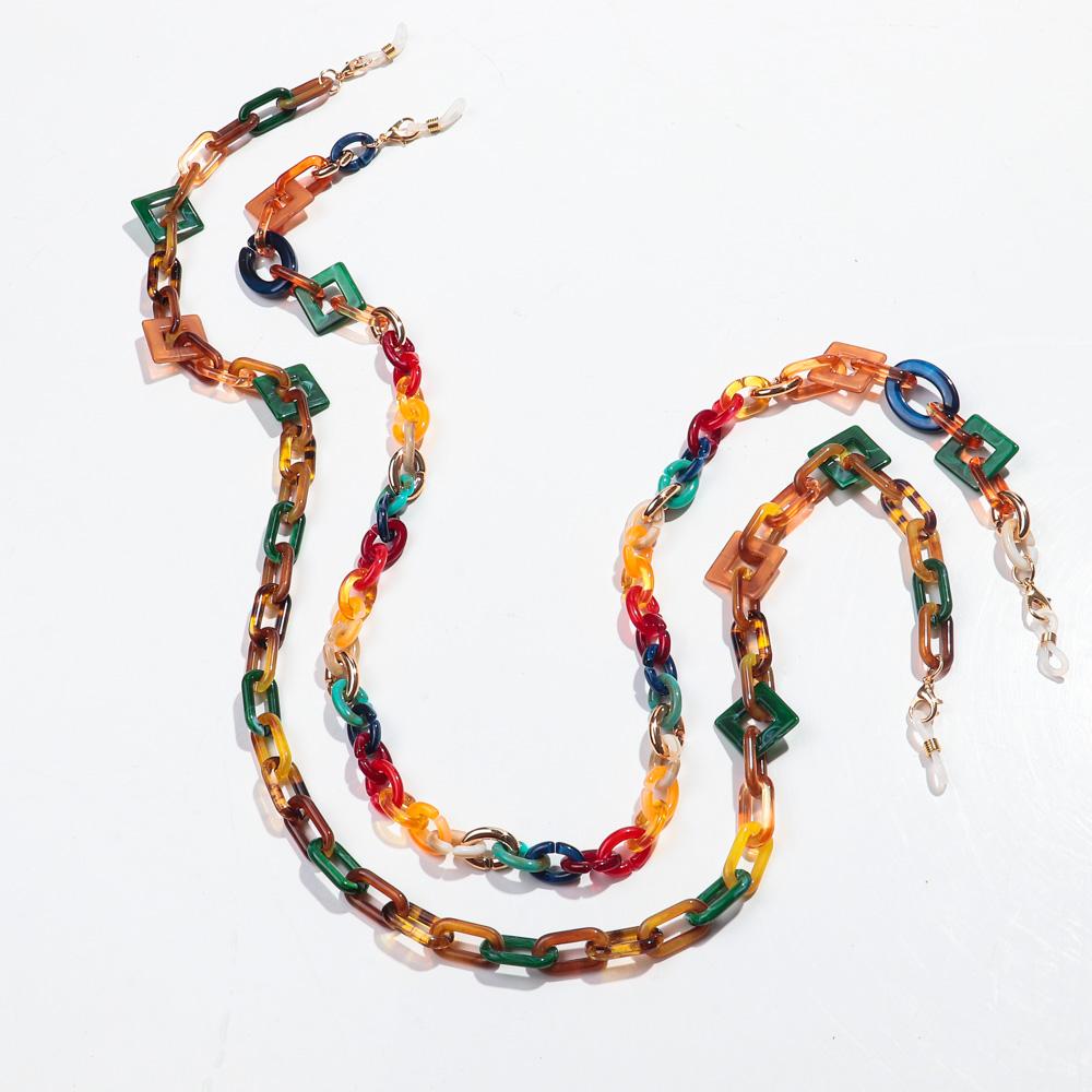Boho Colorful Acrylic Glasses Chain for Women Fashion Resin Geometric Lanyard Cord Strap Hanging Chain On Sunglasses Accessories