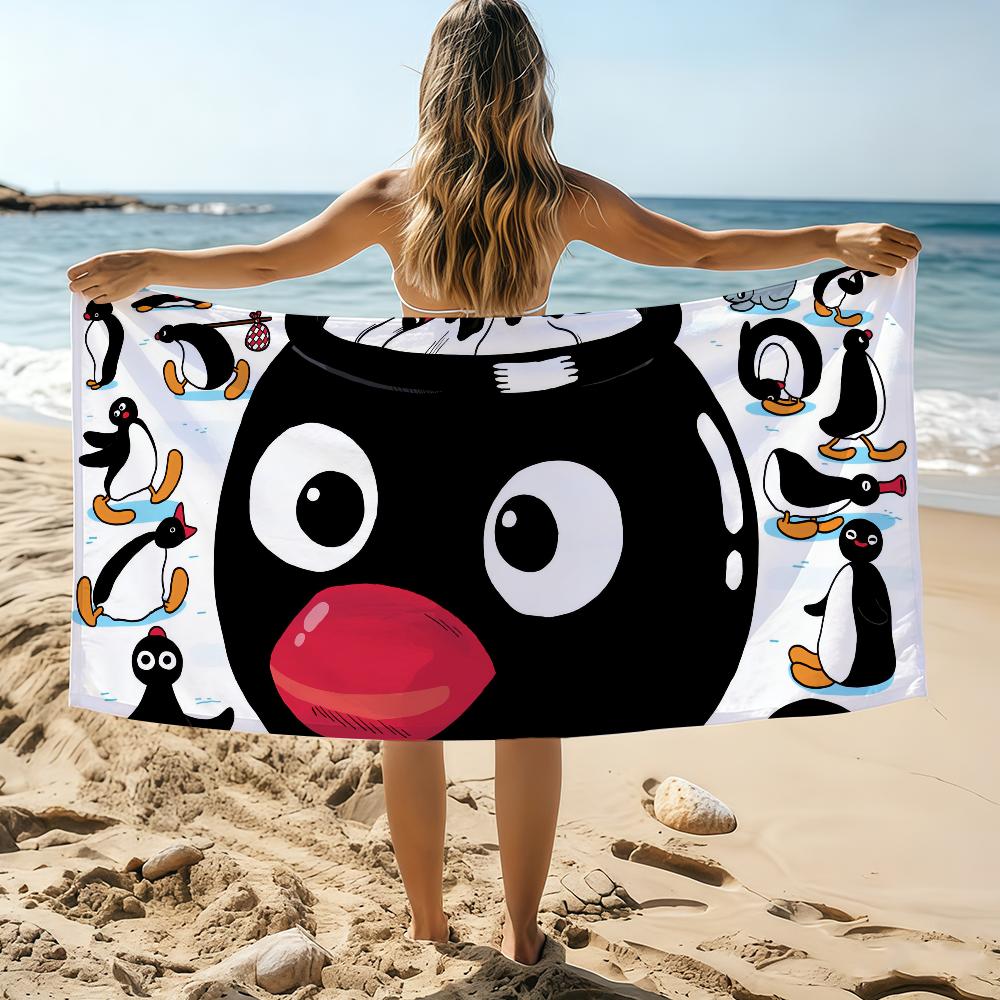 Asciugamano da Spiaggia P-Pingu Cartone Animato Carino Divertente Asciugamano da Spiaggia Sovradimensionato Asciugamano ad Asciugatura Rapida Assorbente Morbido Asciugamani da Piscina e Spiaggia per Uomini Donne