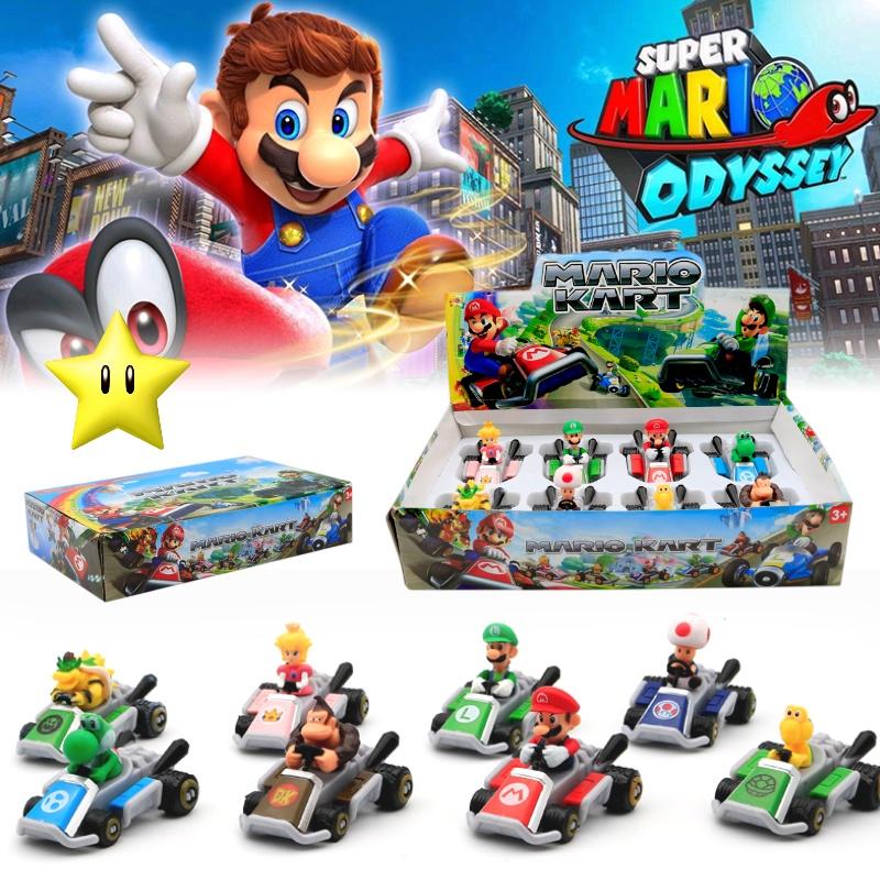 Super Mario Party Go-kart Toy Set With 8 Collectible Figures And Display Box