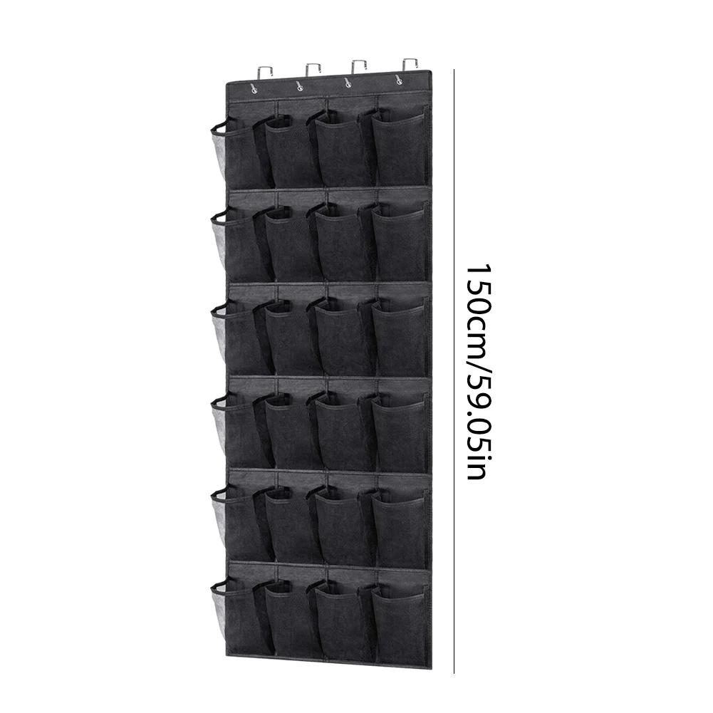 24 Pockets Wall-mounted Sundries Shoe Organiser Fabric Closet Bag Storage Rack Mesh Pocket Clear Hanging Over The Door Cloth Box