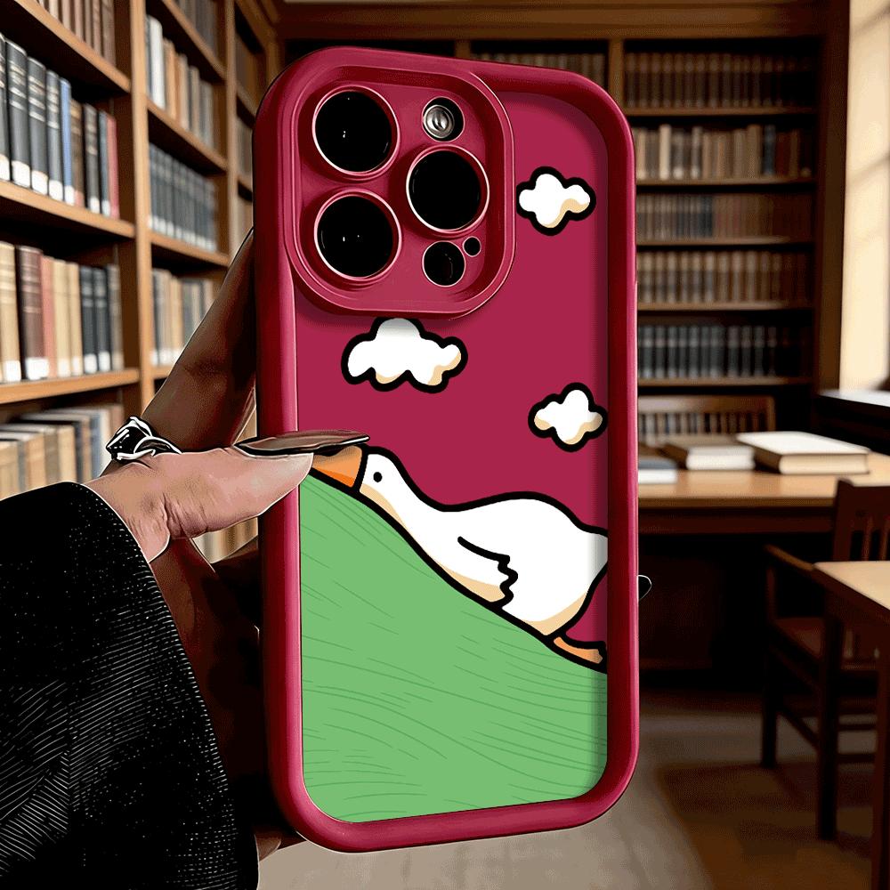 Duck on Green Hill Soft TPU Phone Case for iPhone 17 16 15 14 13 12 11 Pro Max Plus Shockproof Anti-Slip Cover iPhone XS Max
