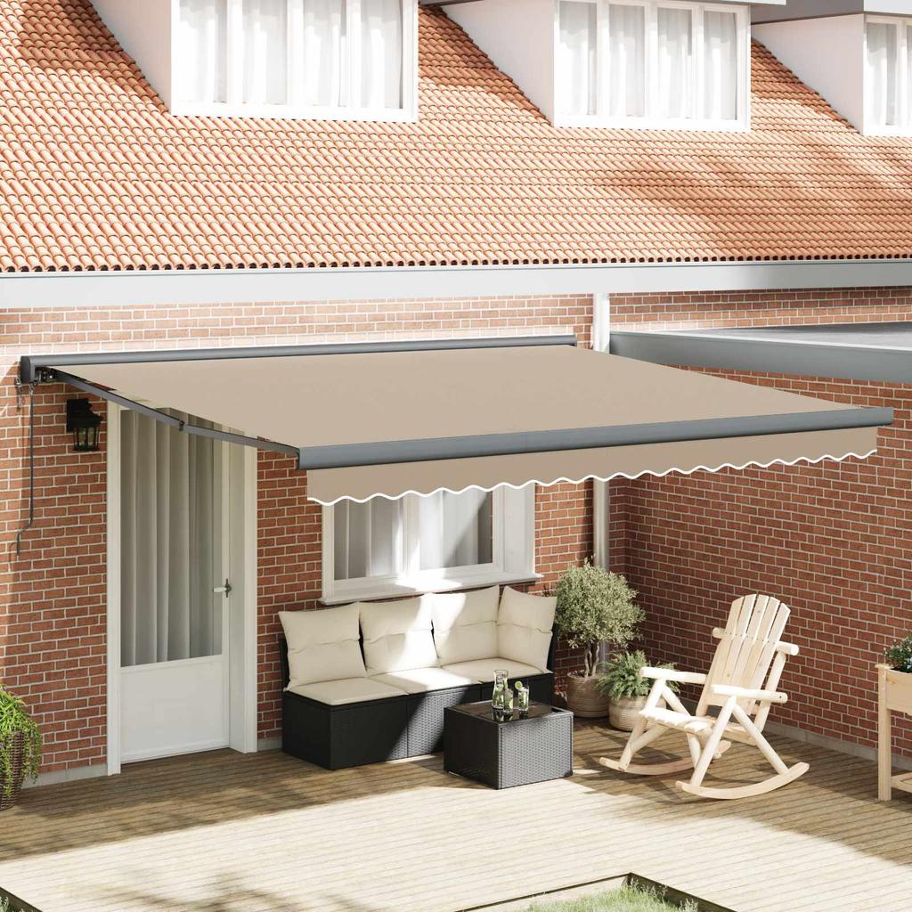 Retractable Awning Beige 400 X 300 Cm Fabric and Metal