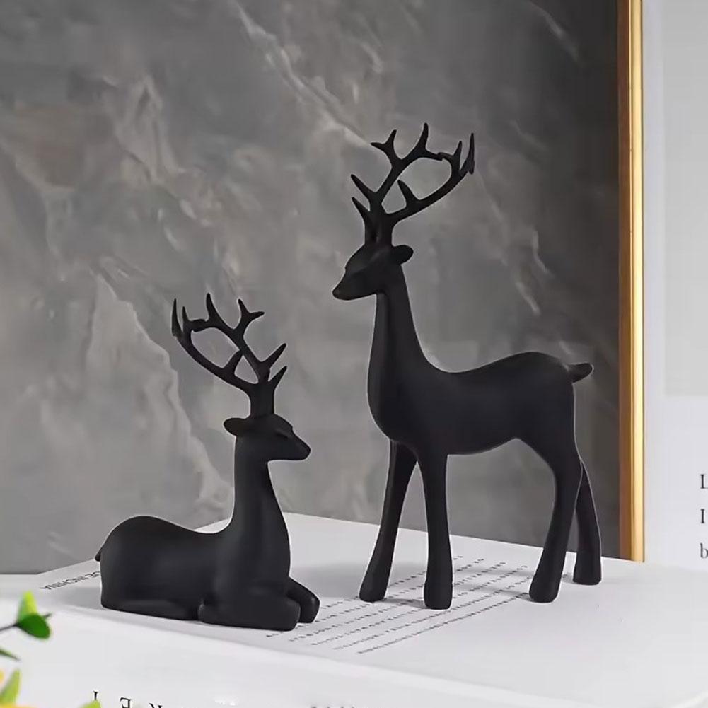 2 Pcs, Room Decor Mother Deer Cute Kids Room Decor Sculptures Kawaii Sculptures Christmas Home Decoration Fawn Figurines