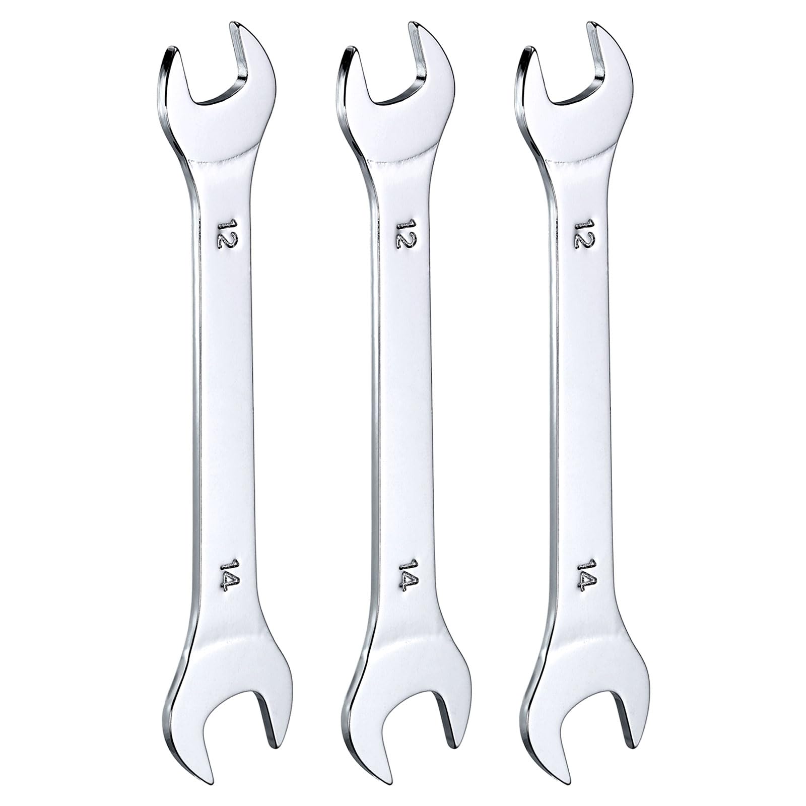 

uxcell Set of Double Thin 12x14mm Metric Super Slim Small Flat Head Mirror for Automotive Repair and Furniture Assembly 3-Piece Open-End Wrenches,