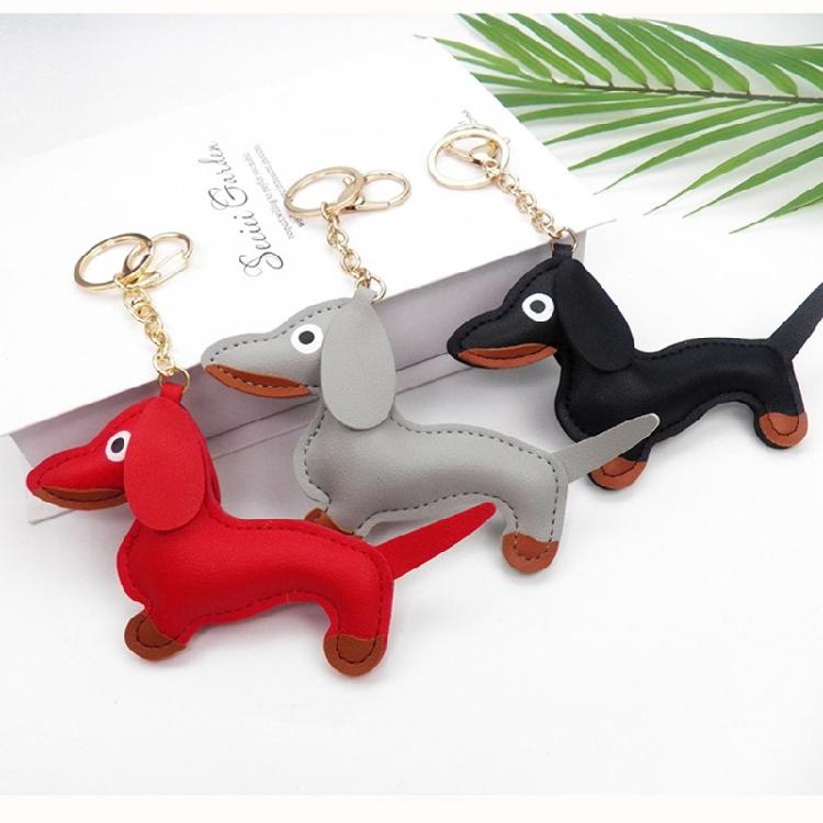Süßer PU-Leder Tieranhänger Niedlicher Dackel Hund Schlüsselanhänger Anhänger Hängendes Ornament Rucksack Handtasche Charm Geschenk