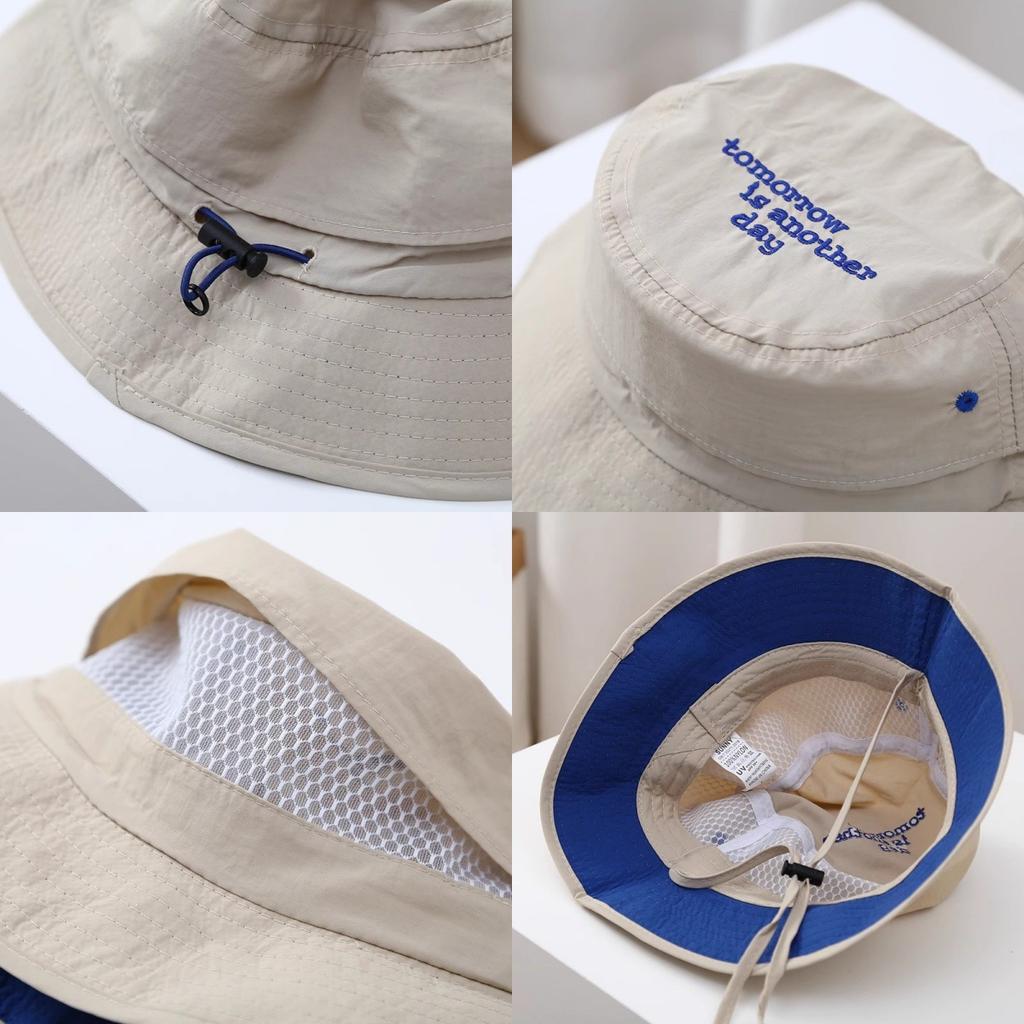 Quick-Dry Bucket Hat for Kids Solid Color Letter Boys Girls Fisherman Hats UV Protection Children Panama Basin Cap
