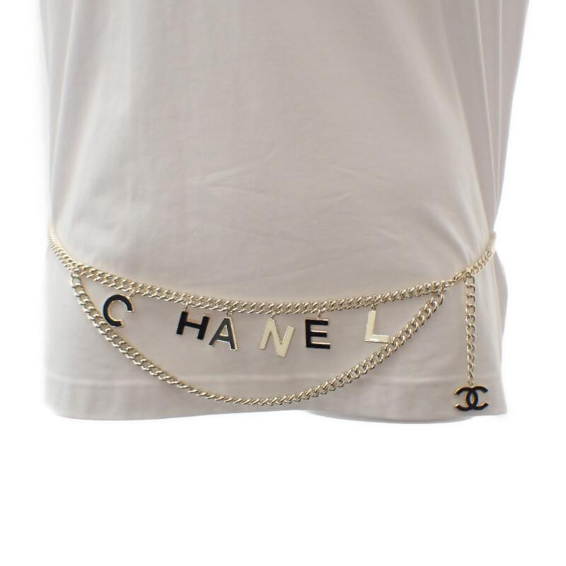 Chanel Pasek metalowy złoty/biały Kobiety