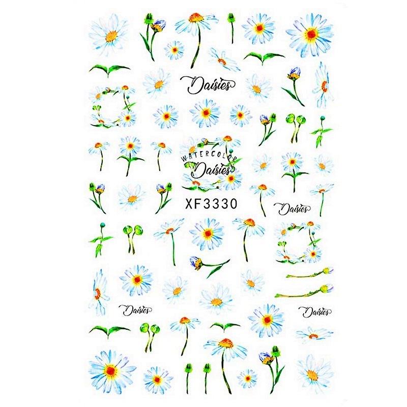 1 Sheet Nail Stickers Daisy Series Summer Nail Polish Manicure Gel Accessories Women Nail Art Tips Decoration