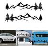 2Pcs Reflective Car Sticker Kit, Mountain Decal Tree Forest Vinyl Graphic for Camper RV Trailer, Waterproof, Easy Installation, Black