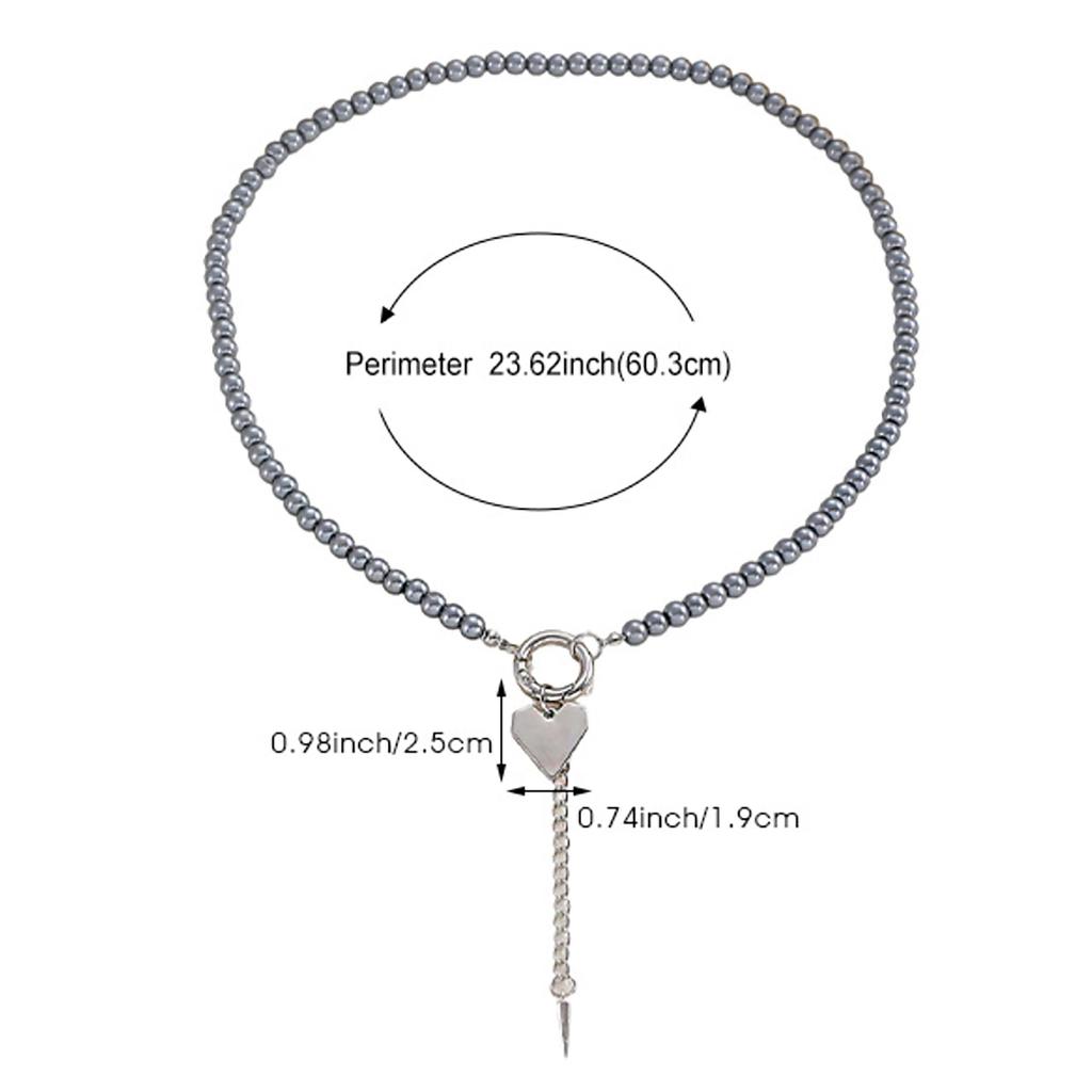Advanced Temperament Long Heart Shaped Necklace Beaded Collarbone Chain Y Shaped Tassel Sweater Chain Pendant