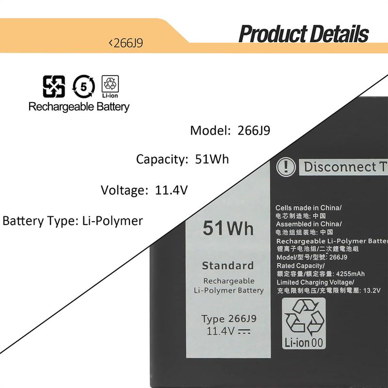 266J9 Battery for Dell G3 15 3500 3590 3790 G5 15 5500 SE 5505 P89F Inspiron 5490 INS 15PR-1545W 1548BR 1645W 1742BR 1742W