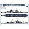 Vee Hobby 1/700 Scale Deluxe Edition Plastic Model Kit of the USS San Diego CL-53 Light Cruiser, 1944, Model VEEE57012, Pre-painted