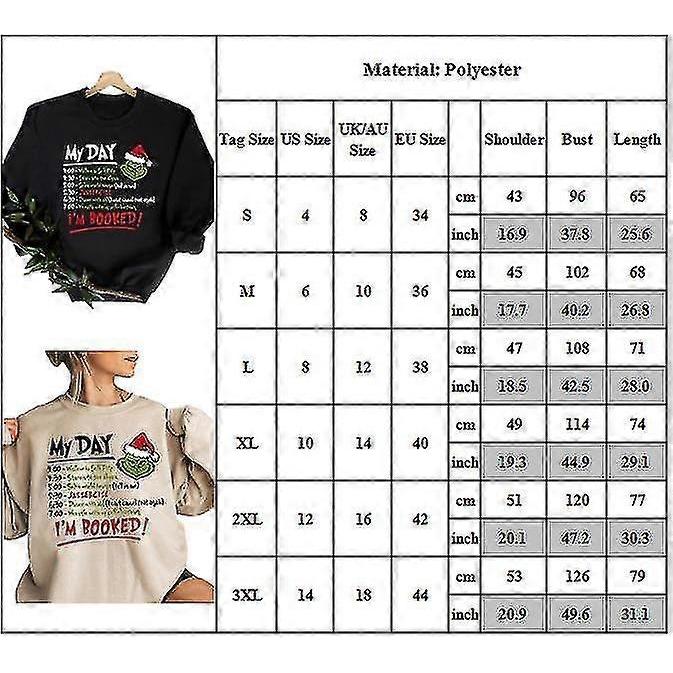 Women Christmas Grinch My Day I'm Booked Sweatshirt Pullover Sweater Long Sleeve Green Monster Jumper Tops Novelty Xmas Gift