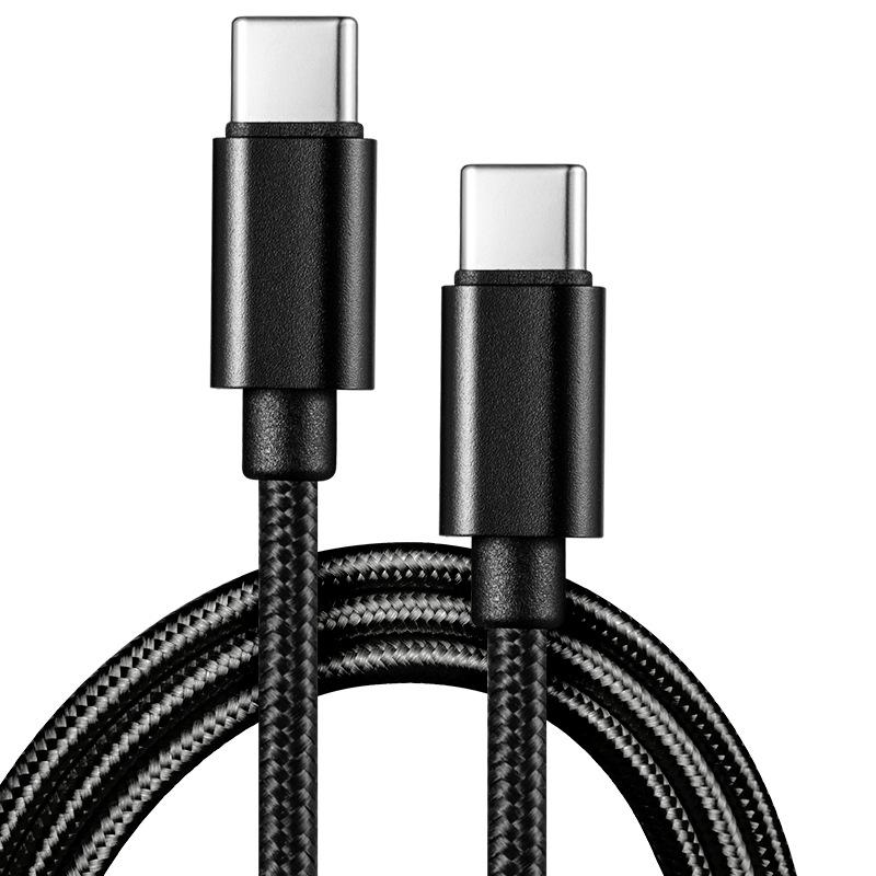 Dual Type-C Fast Charging Nylon Cable for iPhone 15, Samsung, Huawei, and Xiaomi Phones