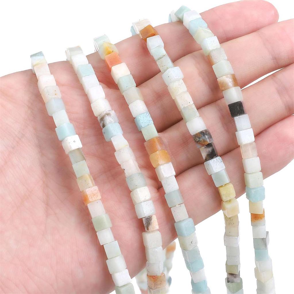 4mm Natural Stone Square Cube Beads Tiger Eye Agate Quartz Aventurine Stone E Spacer Loose Beads for Jewelry Making  85pcs 38cm