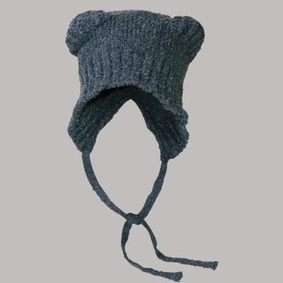 Cute Teddy Velvet Bear Ears Lei Feng Hat Children'S Autumn And Winter Warm Big Head Waist Strap Ear Protector Head Cap
