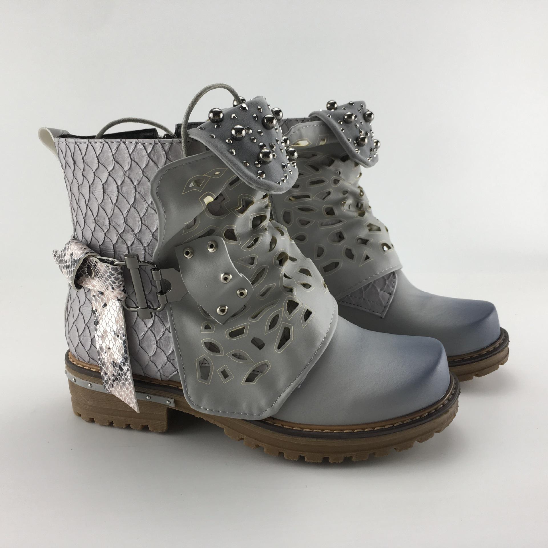 

Европейский и американский размер женской обуви ретро заклепки женская обувь 40-43 женские ботинки короткие ботинки ботинки Мартин 39 серый