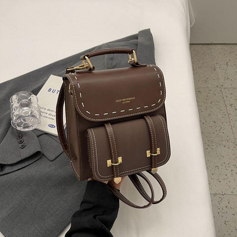 

Retro Korean Style Color Block Backpack - Versatile Mini Schoolbag for Women and Female Students 2025. Standard