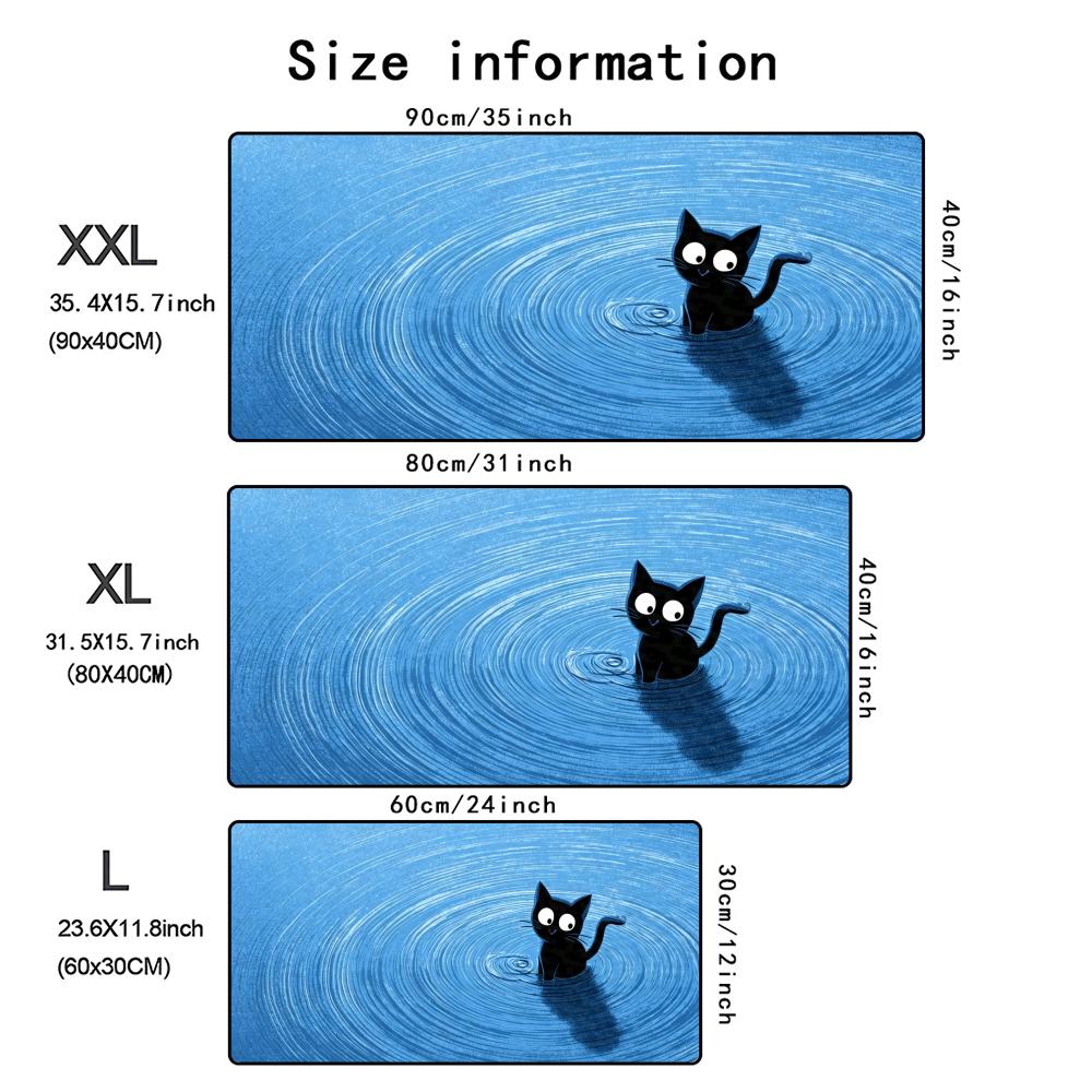 Mouse Pad Anime Black Cat Mousepad Gaming Flowers Keyboard Pad Computer Desktop Mat Accessories Gamer Mausepad Office Pc Carpet