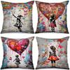 Heimdeko Mädchen, Herz & Bunte Schmetterlinge Kissenbezüge Muster Kissenbezug Geeignet Für Sofa Schlafzimmer Auto Kissenbezug