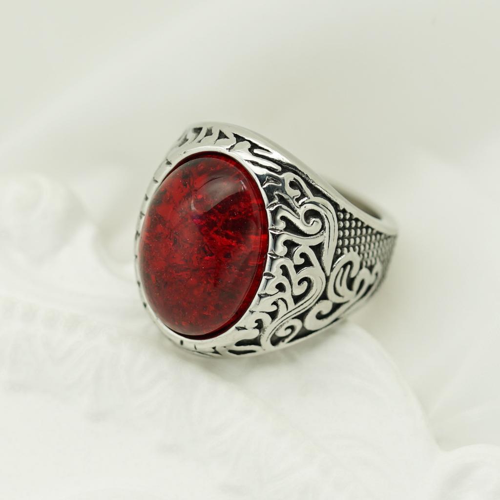 Retro 18K Gold Plated Stainless Steel Rings Luxury Big Stone Men Women Rings Wedding Couple Fashion