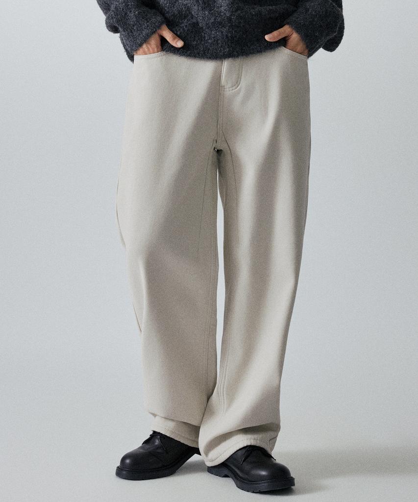 LXT Brushed Cotton Back Elastic Semi-Wide Chino Pants [Cream]