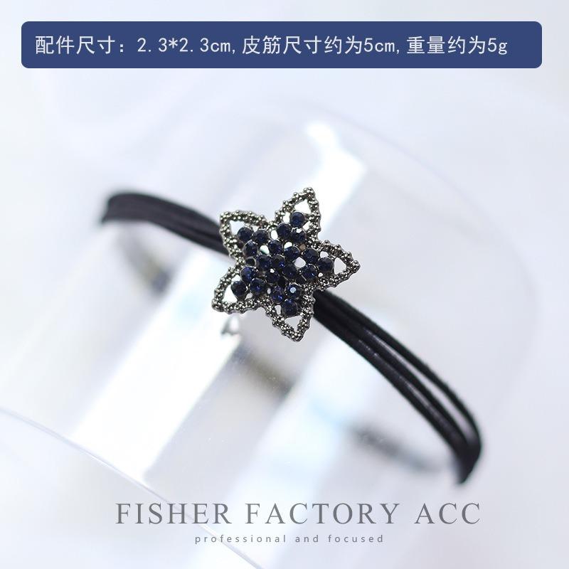 

2023 Blue Rhinestone Flower Scrunchies Women Girls Elastic Hair Rubber Bands Accessories Tie Hair Ring Rope Headdress Headwear Rope Diameter 5 cm звезда