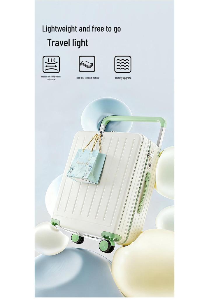 Women's Large Capacity Multifunctional Carry-on Suitcase with Wide Pull Rods and Universal Wheels for Students.
