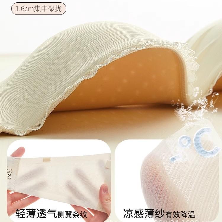 Cool Underwear Women's Small Breasts Gather Summer Thin Models, New Half Cup Is Large and Seamless, No Shoulder Straps, Non-slip Text