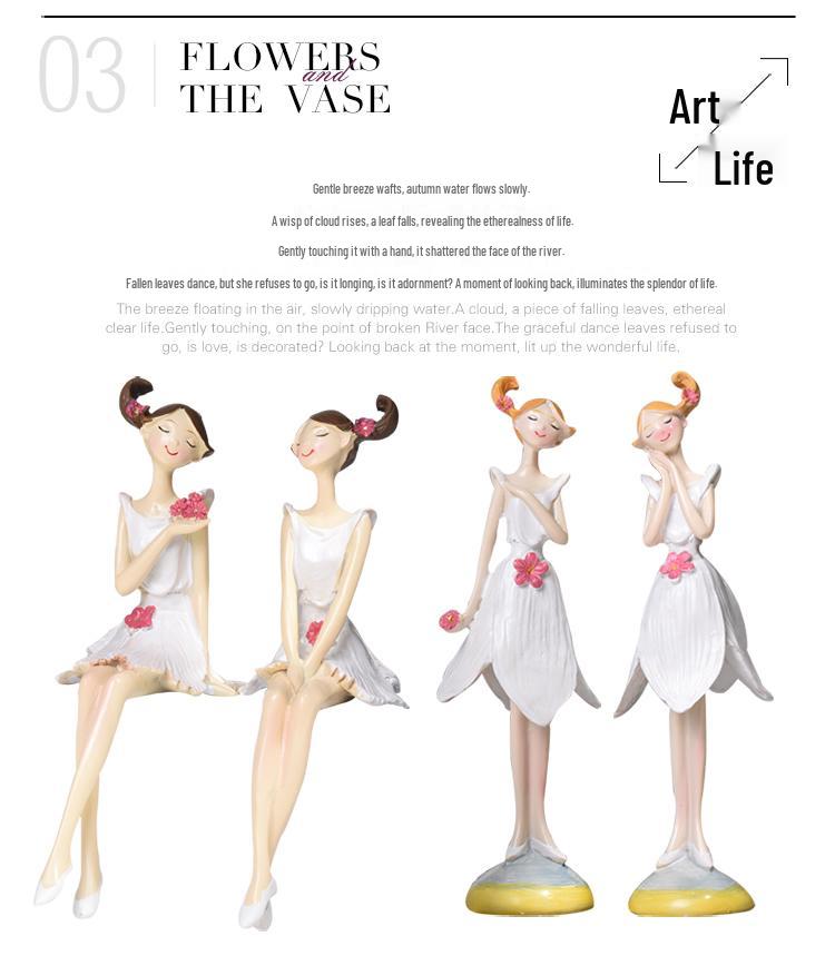 White Angel Sitting Fairy Doll - Handmade Resin Ornament for Home Decor