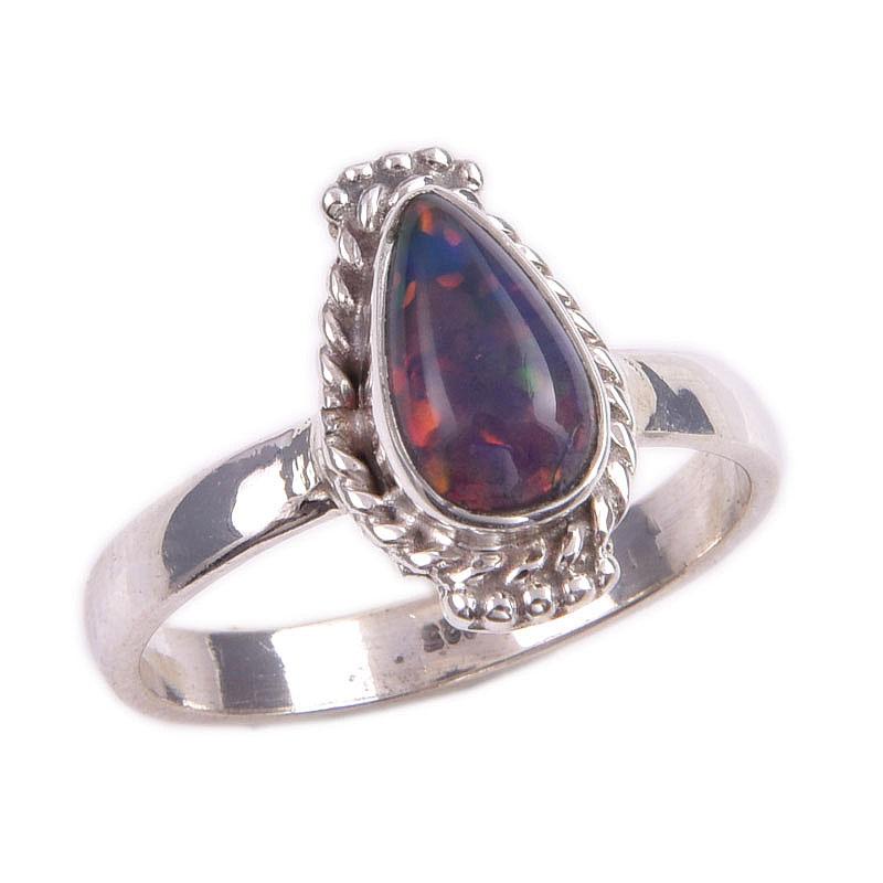 Natural Ethiopian Opal Gemstone Handmade 925 Solid Sterling Silver Ring S.8 D6I49
